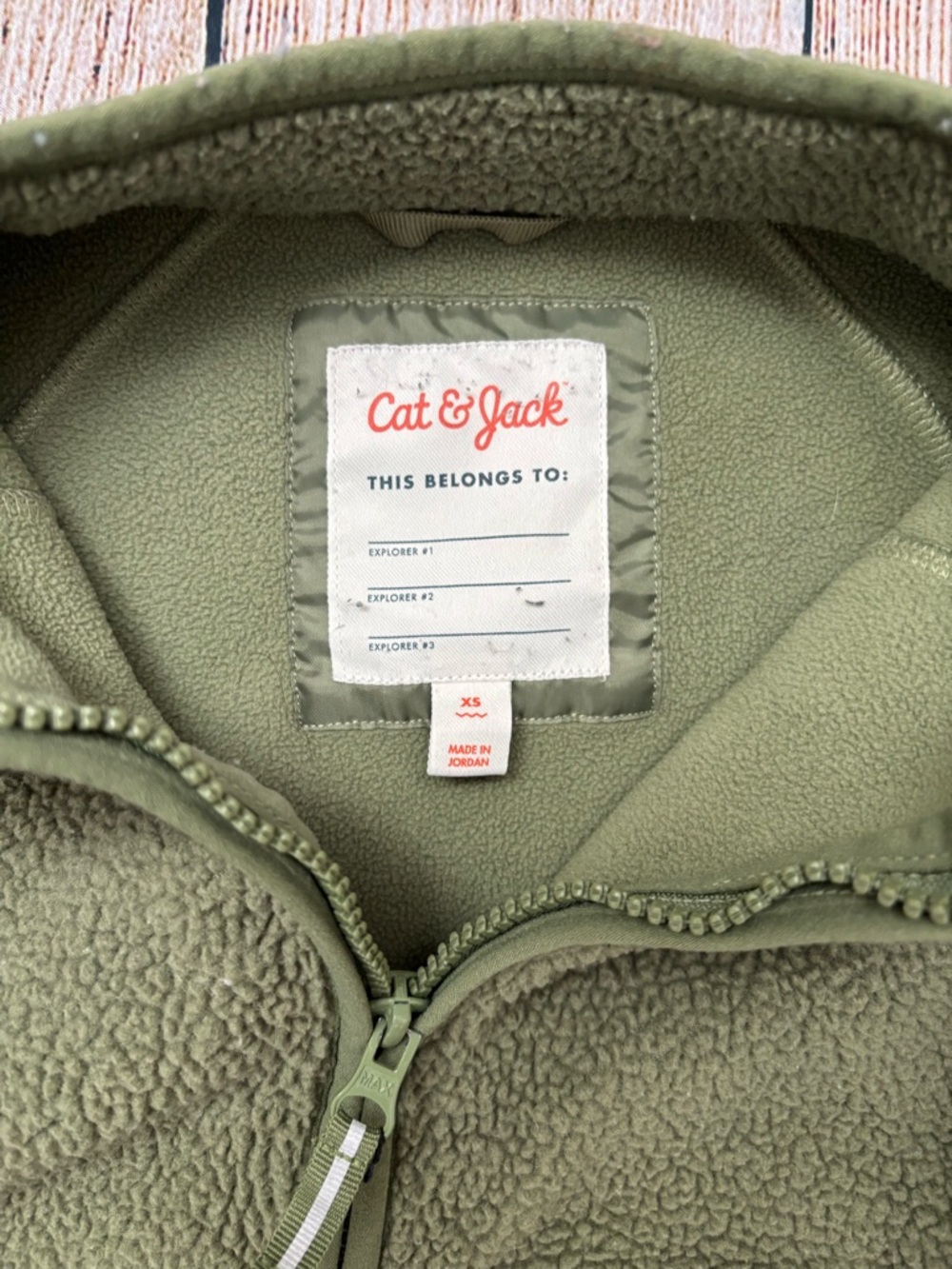 Cat & Jack Olive Green Sherpa Zip-Up Jacket - Picture 2 of 2